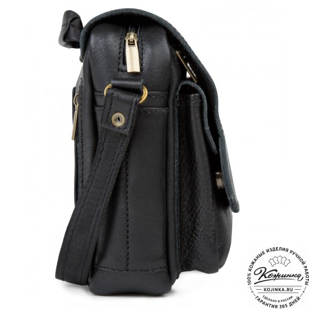 Кожаная сумка через плечо "Шерлок" (черная)